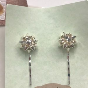 Silver holiday hair pins
